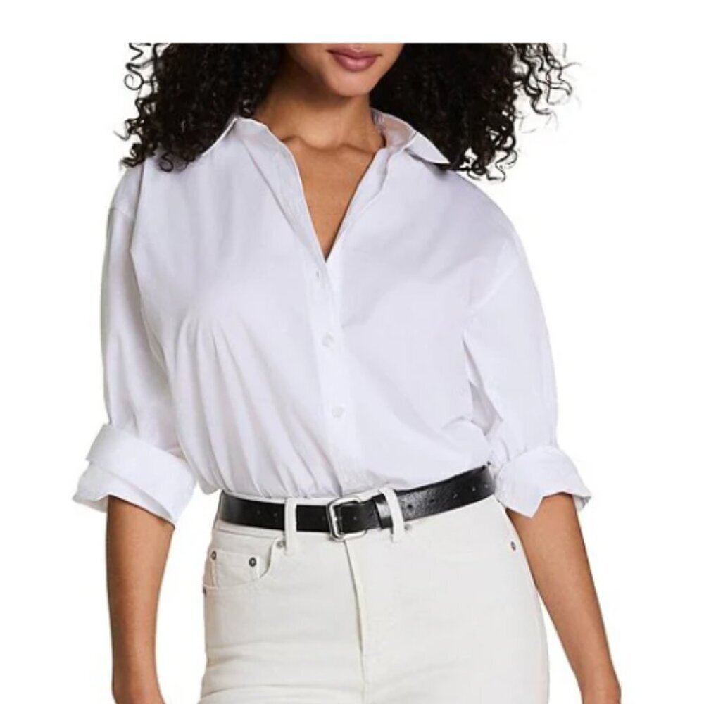 SPANX Poplin Oversized Button Down Shirt White Size XL